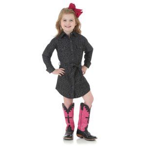 Wrangler GIRLS BlackLong Sleeve Dress & Belt